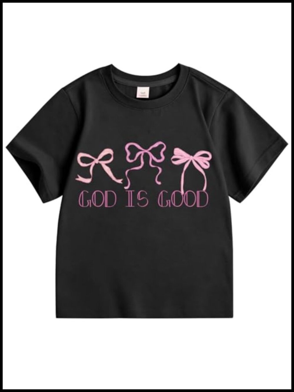 Girls Christian Bow T-Shirt God Says I Am Bible Graphic Tee